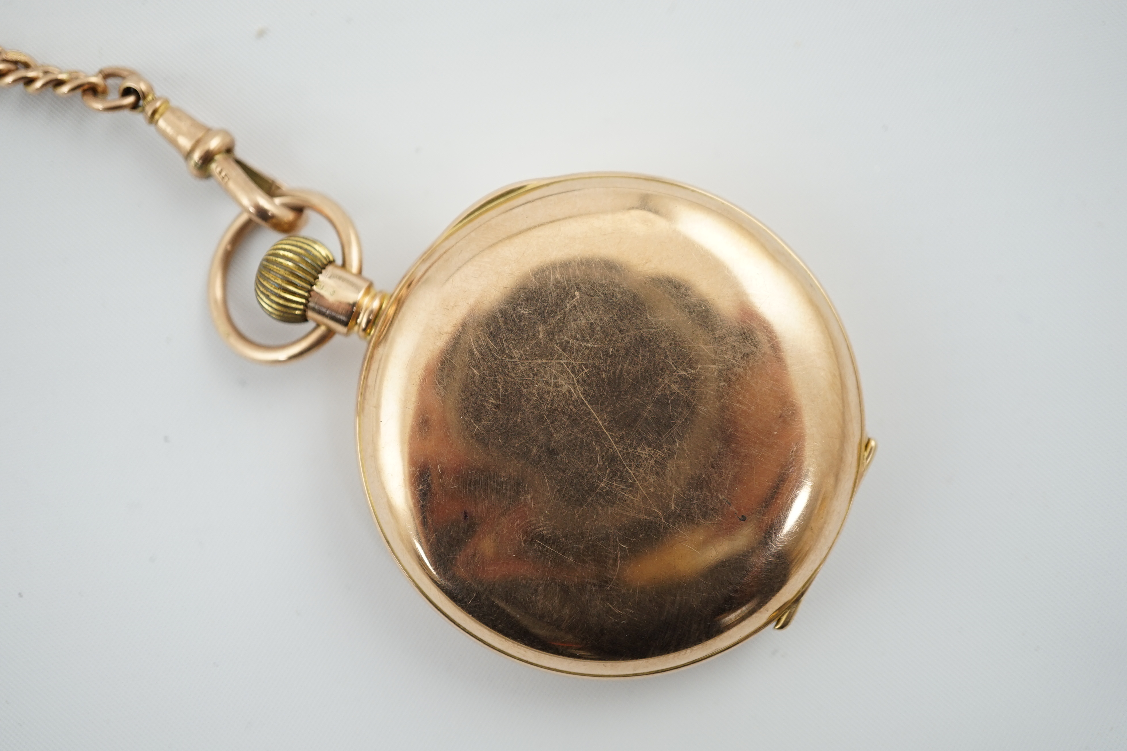 A George V 9ct gold English Lever open face keyless pocket watch